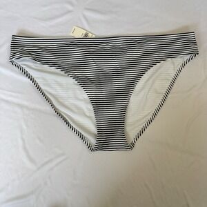 Aerie Women's Printed Swim Bikini Bottom in True Black White Stripe Size XL NWT‎